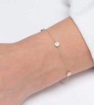 Mother of Pearl Bracelet-Circle Bracelet-Solid 14k Gold Bracelet-Birthday Gift  - $363.00