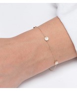 Mother of Pearl Bracelet-Circle Bracelet-Solid 14k Gold Bracelet-Birthda... - $363.00