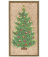 Vintage Christmas Card Tree with Ornaments Glitter Gold A Quaint Shop Or... - £6.96 GBP
