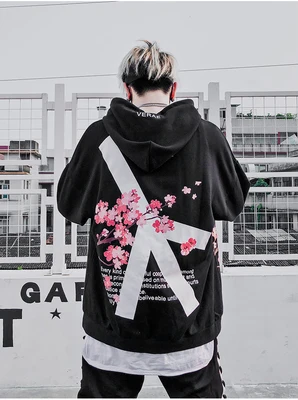 2019 Winter modis Cherry Blossom Print Hoodie Streetwear Hip Hop oversize Women  - £123.08 GBP