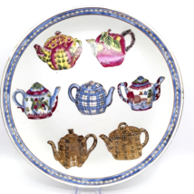 Hand Painted Oriental Accent Decorative Tea Pot Plate 10&#39;&#39; Diameter 1984 - £7.16 GBP