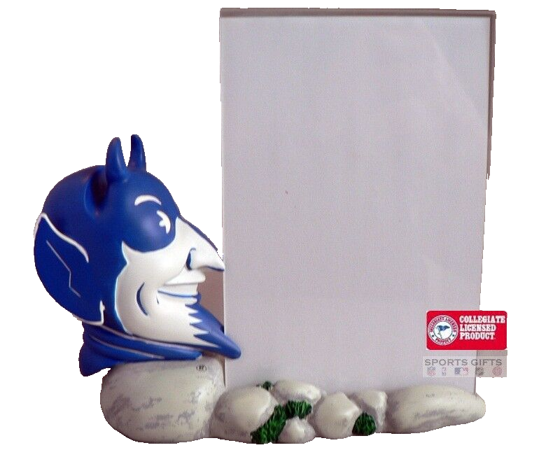 DUKE BLUE DEVILS FOOTBALL BASKETBALL MASCOT PHOTO FRAME W. STAND GREAT GIFT RARE