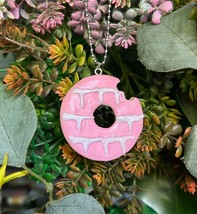 Handmade PARTY RING BAUBLE pink &amp; white BISCUIT car XMAS hanging DECORAT... - £9.88 GBP