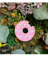 Handmade PARTY RING BAUBLE pink &amp; white BISCUIT car XMAS hanging DECORAT... - $17.88 CAD