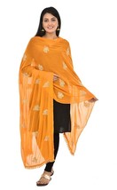 dupatta embroidered Phulkari Chiffon Golden Patti indian stole dupatta s... - $23.76