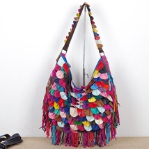 iPinee Woman Handbag Leather  Bag Female Tessels Shoulder Bags High Quality Colo - £95.27 GBP