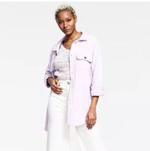 XL BLACK TAPE Fuzzy Elbow Patch Shacket Shirt Jacket Soft Lilac $99.00 B... - €33,99 EUR