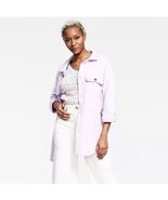 XL BLACK TAPE Fuzzy Elbow Patch Shacket Shirt Jacket Soft Lilac $99.00 B... - $39.59