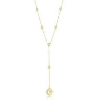 Bezel-Set CZ By the Yard Moon and Star Necklace - Gold Plated - £36.56 GBP