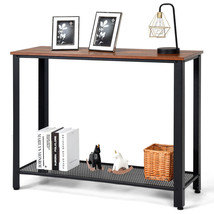 Modern Bar Coffee Table Console Sofa Table Home Metal Frame Wood Look Black - £74.96 GBP