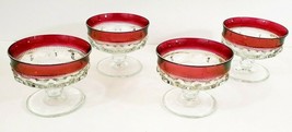 Indiana Colony Ruby Crown Thumbprint Sherbert Dishes Set of 4 IOB - £15.49 GBP