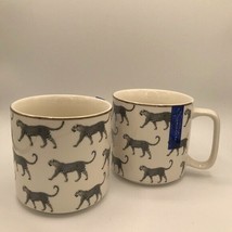 Set of Two Casa Moderna Cheetah Mugs with Real Gold Rim NWT - $18.71
