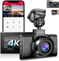 DASH CAM FRONT &amp; REAR 64GB SD CARD 4K/2.5K &amp; 1080P BUILT-IN 5GHZ WI-FI &amp;... - £102.90 GBP