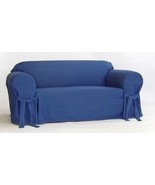 True Denim Blue Jean Cotton Washable  Sofa/Loveseat Chair Slipcover + Bo... - $108.53 CAD+