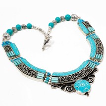 Tibetan Turquoise Gemstone Black Friday Gift Jewelry Necklace Nepali 18" SA 4589 - £13.58 GBP