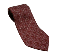 Jones New York 100% Silk Woven Tie Circles Red geometric 3.5 x59 - $7.00