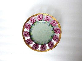 Vintage Mother of Pearl Green with Roses Floral Wall Plate Hand Painted by C. Du - £31.69 GBP