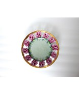 Vintage Mother of Pearl Green with Roses Floral Wall Plate Hand Painted ... - £31.10 GBP