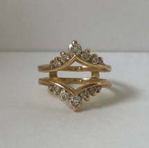 Vintage RING GUARD Double Band 10kt Yellow Gold Over Diamond Ring - Prong 1.65Ct - £74.11 GBP