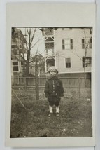 Rppc Adorable Little Boy in Yard Apartments Real Photo Postcard N15 - £10.38 GBP