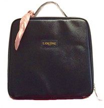 Lancome Train Case Cosmetic Bag / Gift Bag Black w Pink Scarf Zipper Pouch NWOT - £16.75 GBP
