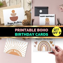 PRINTABLE Boho Birthday Card  , Mid Century Modern Birthday card,  Abstract  car - £3.08 GBP