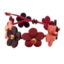 Floral Garland Multicolor Genuine Leather Pull Slide Bracelet-13 - £6.34 GBP