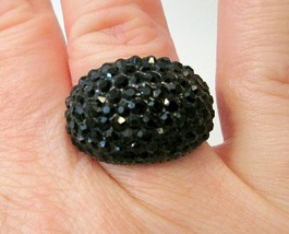 Black Pave Style Rhinestone Ring Size Approx 6.75 - 7  - £12.78 GBP