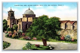 Mission San Jose Second Mission San Antonio Texas TX UNP Linen Postcard N18 - £1.44 GBP