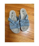 Earth Origins blue suede slide sandals 10W Excellent leather adjustable - $29.16 CAD