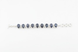 Dazzling Faceted Raw Sapphire Sterling Silver Toggle Bracelet, Size 9 - £299.12 GBP