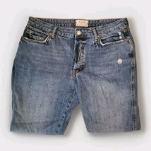 We the Free Womens Sz 31 (36&quot; x 26.5&quot;) distressed raw hem crop button fly jeans  - $28.05