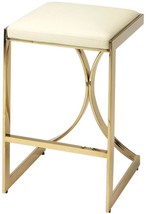 Counter Stool Contemporary Backless Polished Gold Faux Leather Gold-Plated Iron - £668.09 GBP