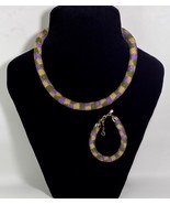Jewelery set: beaded necklace - bracelet, Multicolor geometric pattern,H... - $78.65 CAD