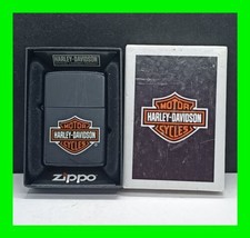 Unfired Matte Black And Orange Harley Davidson Zippo Lighter With Box ~ Sealed  - $79.19