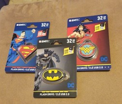 3x 32GB USB 2.0 Flash Drive DC Comics Trinity Wonder Woman Batman Superman - £11.66 GBP