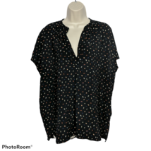 4Our Dreamers Womens Printed V Neck Blouse Top Size Medium Black Geometric - £20.60 GBP