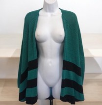 One World teal black knit sweater Open Front cardigan Petite Large - $346.32 MXN