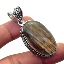 Blue Fire Labradorite Vintage Style Gemstone Fashion Pendant 2.20&quot; SA 1109 - £5.18 GBP