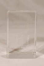 God Bless America Raising The Flag 911 Paperweight Crystal Clear Glass 3&quot; - £22.58 GBP