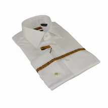 Mens long sleeves Cotton Shirt French Cuffs Wrinkle Resistance ENZO 61102 White image 4