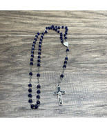 Cobalt Blue Crystal Beaded Rosary Catholic Religious KG JD - $88.28 CAD