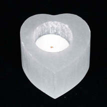 Selenite Heart Candle Holder - $10.00