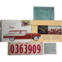 Vintage California Paper License Plate 1955 Temp Pontiac Safari  Wagon Brochure - £62.33 GBP