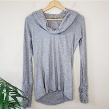 Zella | Gray Hooded Long Sleeve Top with Ruched Detail, womens size medium - £16.97 GBP