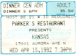 Kansas Konzert Ticket Stumpf April 15 1992 Seattle Washington - £34.38 GBP