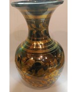Vintage Brass and Pewter Floral Ginger Jar Vase - £55.26 GBP
