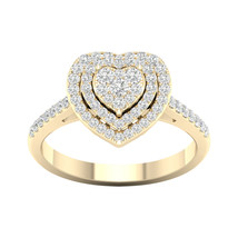 Authenticity Guarantee 
10K Yellow Gold 1/2ct TDW Diamond Heart Cluster Halo ... - £621.42 GBP