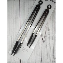 Tongs nylon head stainless steel 9&quot; &amp; 12&quot; kitchen utensils cooking black... - $13.00