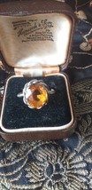 Antique Vintage Victorian Amber Silver 800 Beautiful Old Ring Size UK P,... - £73.96 GBP